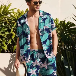 leriya fashion Men Top & Shorts Set Blue Printed-picture-26