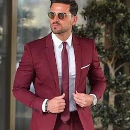 trulyfeb Men SLIM FIT Solid Suit image 2