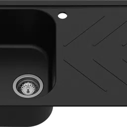 Carysil Quartz New Beethoven D 100 Single Bowl with Drainboard 34x20x8 inches New Beethoven D 100 Single Bowl Kitchen Sink, Real Stone Finish Top Mount image 1