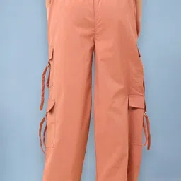 sqew High Waist Pants With 6-Pocket Loose Fit For Women Cargos image 2