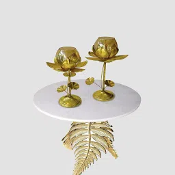 kreative arts Antique Iron T- Light Holder (Gold) image 5