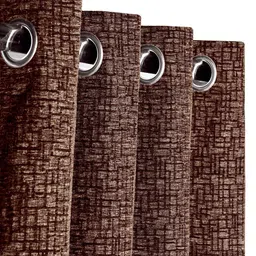 saral home Brown Polyester Solid 7ft Semisheer Eyelet Door Curtains (Pack of 2) image 4