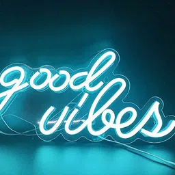 vndra Good Vibes NeonSign Neon Lights for Wall Decor Warm White LED Neon Sign ICE Blue Night Lamp image 4