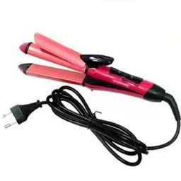 M J CAPTURE 2in1 Professional Solid Smooth Ceramic Hair Curler Curling Iron Rod Travel Hair Straightener Flat Hair Iron Instant Heat Up Salon Approved Anti-Static Styling Roller 45W Hair Styler (Pink) Hair Straightener Brush-image-27