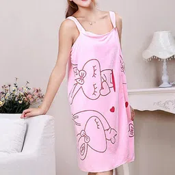 Pink Free Size Bath Robe-image-1