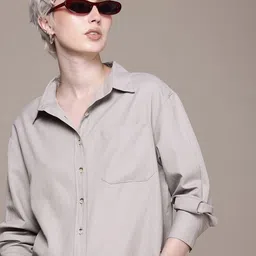 Women Oversized Fit Solid Casual Shirt-image-65