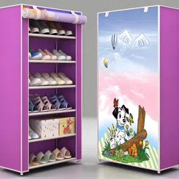 poowerest A6 Portable Fabric Storage Wardrobe, Multi-Shelf Clothes Organiser PVC Collapsible Wardrobe image 1