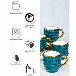 roxx Porcelain Coffee/Tea Gold Design Mug Set of 6pcs image 5