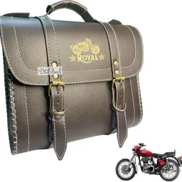 One-side Brown Leatherette Motorbike Saddlebag-image-0