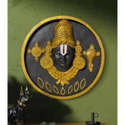 artociti 24X24 inch Tirupati Balaji 3D Relief Mural with LED Wall Hanging Spiritual Wall Art image 3