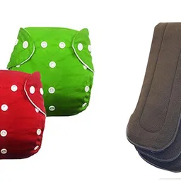 aerex Reusable Daiper for Baby Cotton 2 Diapers & 3 Black Insert Pads For 0 to 3 Year-picture-22
