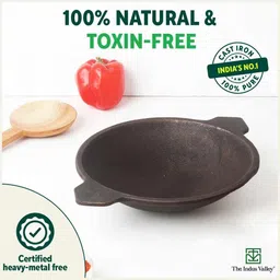 the indus valley Pre-Seasoned Cast Iron Appam Pan - 8.7inch Appachatty 0 L capacity 22 cm diameter image 4