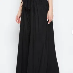 classi kaari Women Flared Black Polycotton Trousers image 2