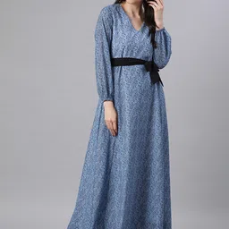 lady stark Women Maxi Blue Full Length Dress-picture-11