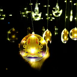 nisco 108 LEDs 3.01 m Gold Flickering, Steady, Color Changing Ganesh Rice Lights image 2