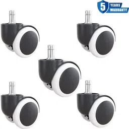 magnum 5 Year Warranty Pu White & Black Heavy Duty 50mm Nylon Wheel for Revolving Chair Swivel Furniture Caster-picture-10