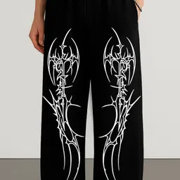 Men Printed Black Track Pants-image-8