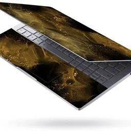 Flipkart SmartBuy Combo of Full Body Laptop Skin and Mouse Pad - Golden Abstract Liquid No Residue Removable Self Adhesive Vinyl Reusable Laptop Skin Compatible for 15.6 inch-picture-15