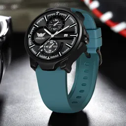 abrexo Chronograph Look Date Working Black Dial Green Silicone Strap Watch For Boys Analog Watch - For Men Abx4025 BK GRN SLN ST image 5