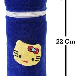 da anushi Soft Plush Stretchable Baby Feeding Bottle Cover Easy to Hold Strap and Zip|Suitable for 130 ML-250 ML Feeding Bottle-Dark Pink-Dark Blue image 2