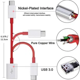 Orionis USB Type C Cable 0.15 m PVC USB Type C Cable 2 A 0.15 m Type C OTG Cable image 5