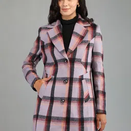 honnete 100 % Polyester Checkered Coat For Women image 4