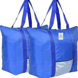 heart home Storage Bag|Grocery Bag|Lining Front Pocket Bag with Handle|Pack of 2|Blue Pack of 2 Grocery Bags-picture-35