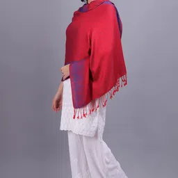 fukuso Printed Viscose Women Red Stole image 3