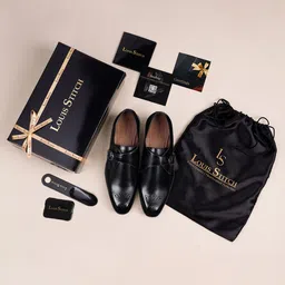 louis stitch Black Formal Monk Strap Shoes for Men (SXSM) - UK 8 Outdoors For Men image 5