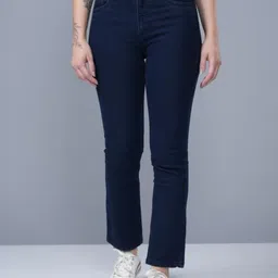 Women Regular High Rise Dark Blue Jeans-image-0