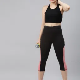 blinkin Color Block Women Black, Pink Tights image 3