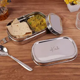 inkitch Rectangle Stainless Steel Lunch Box | Tiffin with Small Inner Steel Container 1 Containers Lunch Box image 1