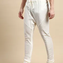 Men'S Solid Off-White Colour Art Silk Pyjamas From Sanwara Men Pyjama image 1