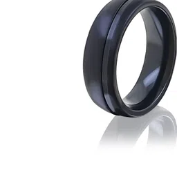 saizen Black Plated Polished Border Stanless Steel For Men And Boys Stainless Steel Rhodium Plated Ring image 3
