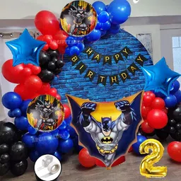 giftzadda Solid Batman Theme Balloon Decoration Kit for Kids Boy 2nd Happy Birthday Party Decor Balloon Bouquet-picture-11