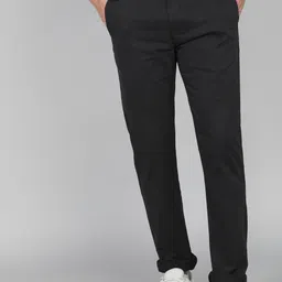 peter england Men Regular Fit Black Cotton Blend Trousers-picture-20