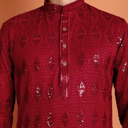 tibra Men Embellished, Embroidered Viscose Rayon Straight Kurta image 4