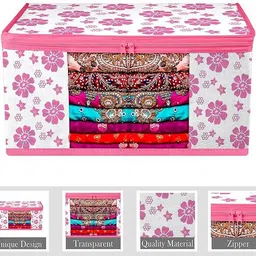 shree sawariya creation PINK FLOWER PACK OF 16 Cotton Laundry Bag image 2