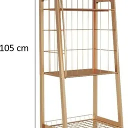 ng decor Industrial Gold Bookshelf with 3-Tier Basket Office Bookcase Metal Open Book Shelf image 4