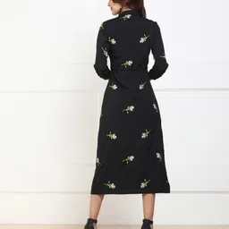 tokyo talkies Women A-line Black Midi/Calf Length Dress image 3