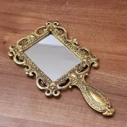 articia Handheld Mirror Compact Vanity Portable Travel Skin Mirror (Square, Golden) image 1