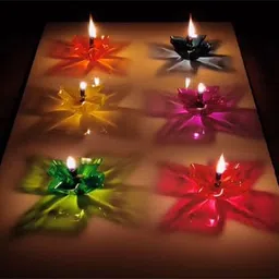 esp 3D Reflection Designer Reusable Multi Shape Transparent Oil Diya Candle image 1