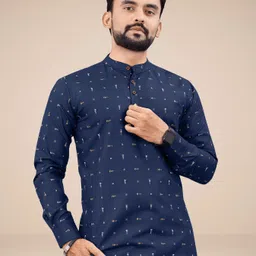 nivick Men Geometric Print Cotton Blend Straight Kurta-picture-10