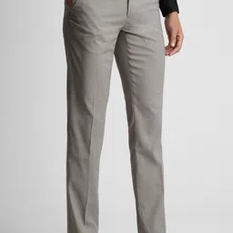 peter england Men Slim Fit Grey Polycotton Trousers image 1
