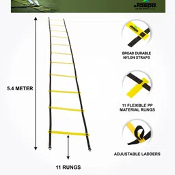 jaspo Adjustable Speed Agility Ladder for Field Sports (Football, Soccer, Hockey, Basketball & Other Sports) Training & Fitness Gym Track (5.4 Meter/11 rungs) Speed Ladder image 3