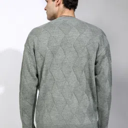 highlander Men Self Design Round Neck Grey Sweater image 2