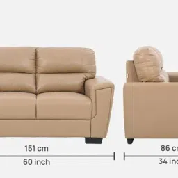 royaloak Chic Leatherette 2 Seater Sofa in Beige Colour image 2