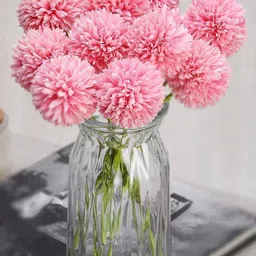 satyam kraft 5 Pcs Artificial Chrysanthemum Ball Flower Stick for Home Decoration and Craft Pink Chrysanthemum Artificial Flower-picture-27