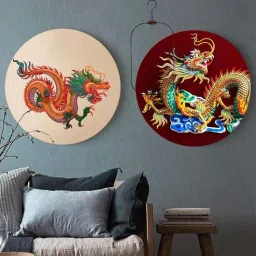 Round Multicolour Legendary Tatsu Canvas Set Of 2 Art Print By The Artment-picture-41