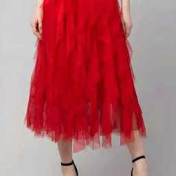 fashion av Women Solid Flared Blue Skirt-picture-20